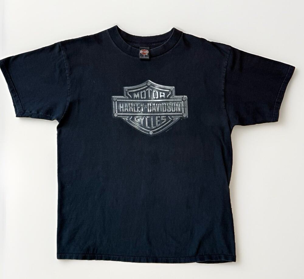 Vintage Harley Davidson Shirt XL Black 90s Chrome Biker Motorcycle Streetwear